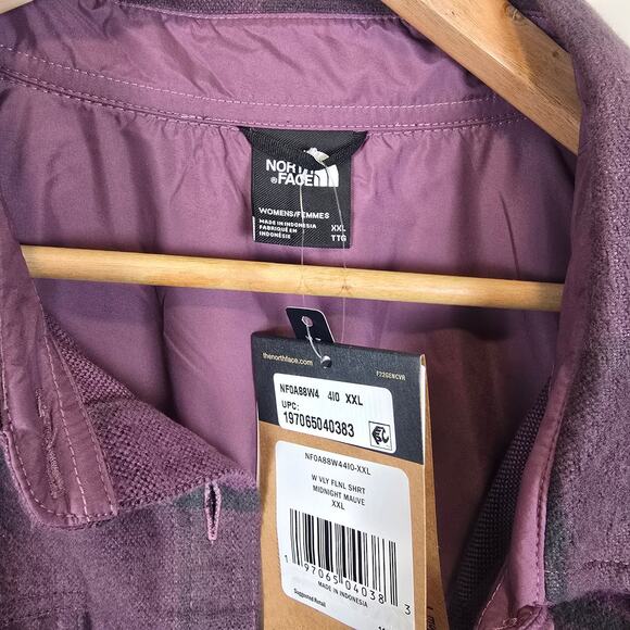 The North Face Womens Valley Flannel Shirt Size XXL Plaid Midnight Mauve Shacket - Picture 3 of 4